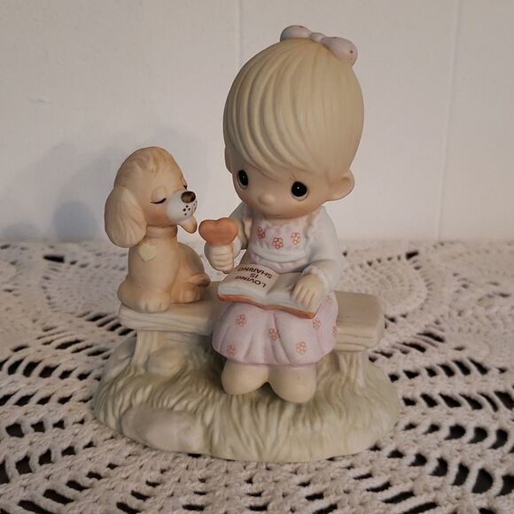 Vintage Other - Vintage Enesco Precious Moments "Loving is Sharing" Porcelain Figurine - 1979